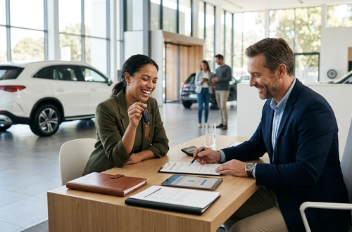 Customer getting answers about their car loan
